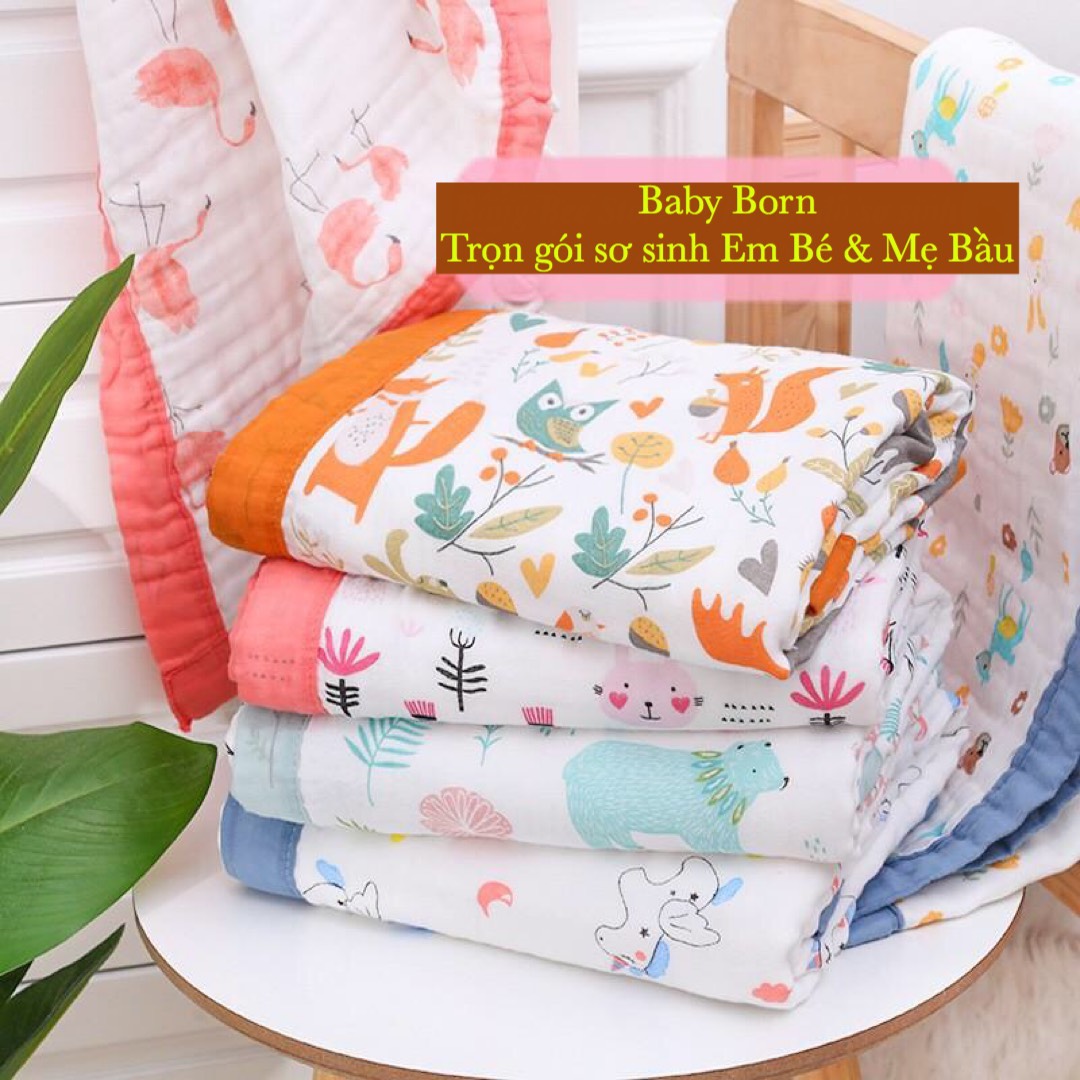 [HÀNG CHUẨN] - CHĂN 6 LỚP ADEN&ANAIS VẢI XÔ SỢI TRE BO VIỀN