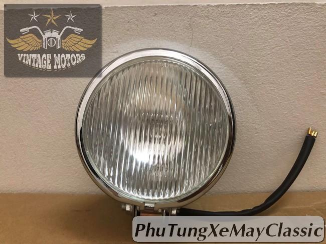 ĐÈN PHA XE MÁY ĐỘ CLASSIC - Đèn pha rebel mạ INOX phù hợp độ Harley Cafe Racer Tracker Chopper Bobber CG125 SU GN125 Win Honda Yamaha Suzuki