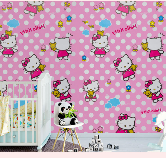 CUỘN 10M X 0.45M DECAL GIẤY DÁN TƯỜNG KITTY CHẤM BI KEO SẴN BÓC DÁN AA040