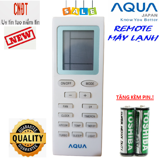 Remote Điều khiển điều hòa Aqua 1&2 chiều Inverter dành cho các dòng AQA-KCH AQA-KCRV AQA-KCR-Hàng mới 100%-Chất lượng tốt-Tặng kèm PIN