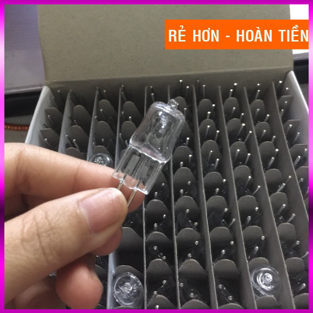 Đèn xông tinh dầu, bóng đèn tinh dầu - Hộp 100 bóng đèn halogen 50w hai chân to