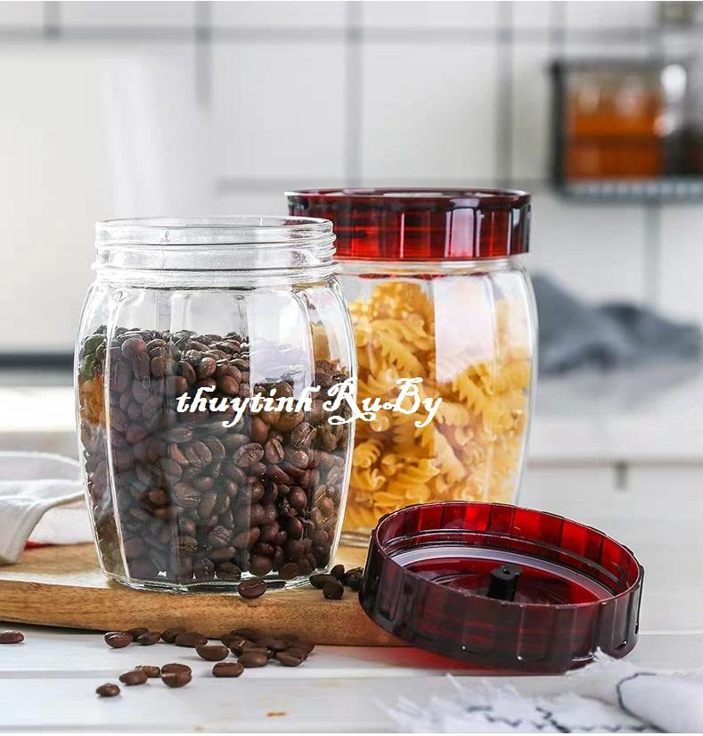 Hũ thủy tinh đựng thực phẩm khế 1200ml, hũ lọ đựng gia vị thủy tinh