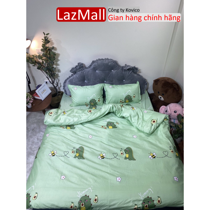 Ga trải giường,Drap ga giường vải cotton poly,đủ kích thước mẫu khủng long bơ Sunzin  Kho chăn ga gối, ga giường, drap giường