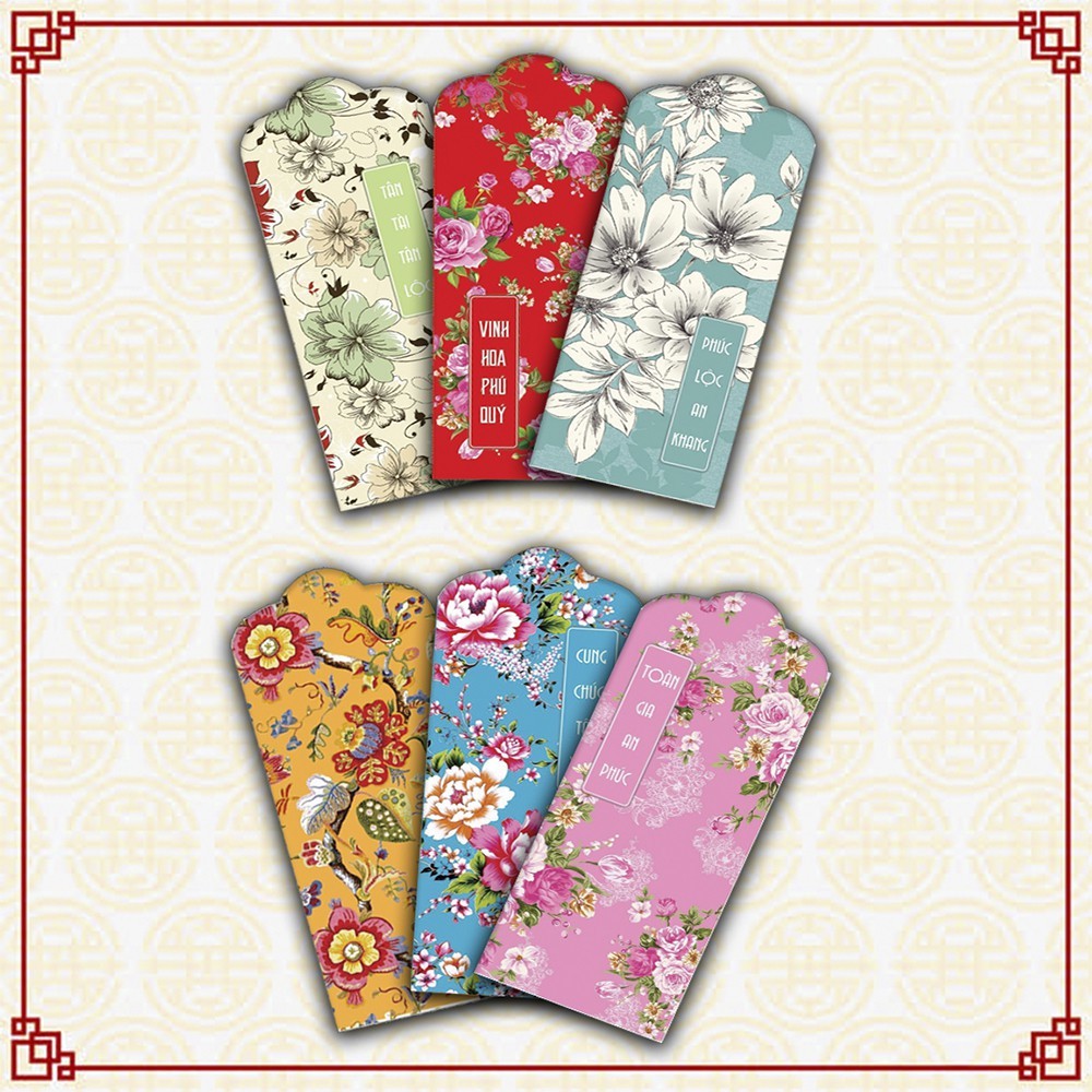Set 1000 bao lì xì tết 2024 hoa xuân giao đủ mẫu