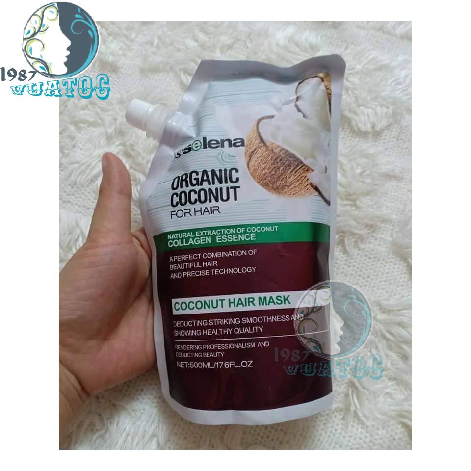 [Tặng Mũ ủ]Kem ủ tóc Dừa Selena organic mềm mượt 500ml