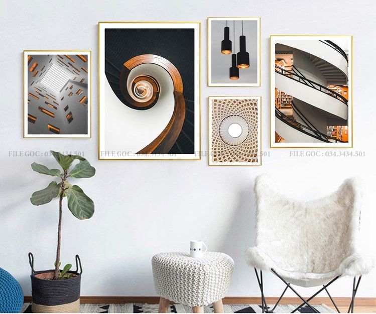 [SIZE TO ]BỘ 5 BỨC TRANH TREO TƯỜNG TRỪU TƯỢNG HIỆN ĐẠI HÌNH KHỐI TONE MÀU TRẮNG NÂU ĐEN TREO PHÒNG NGỦ, PHÒNG KHÁCH -PHONG CẢNH SCANDINAVIAN BẮC ÂU-MELYHOME-TB5FMEX55