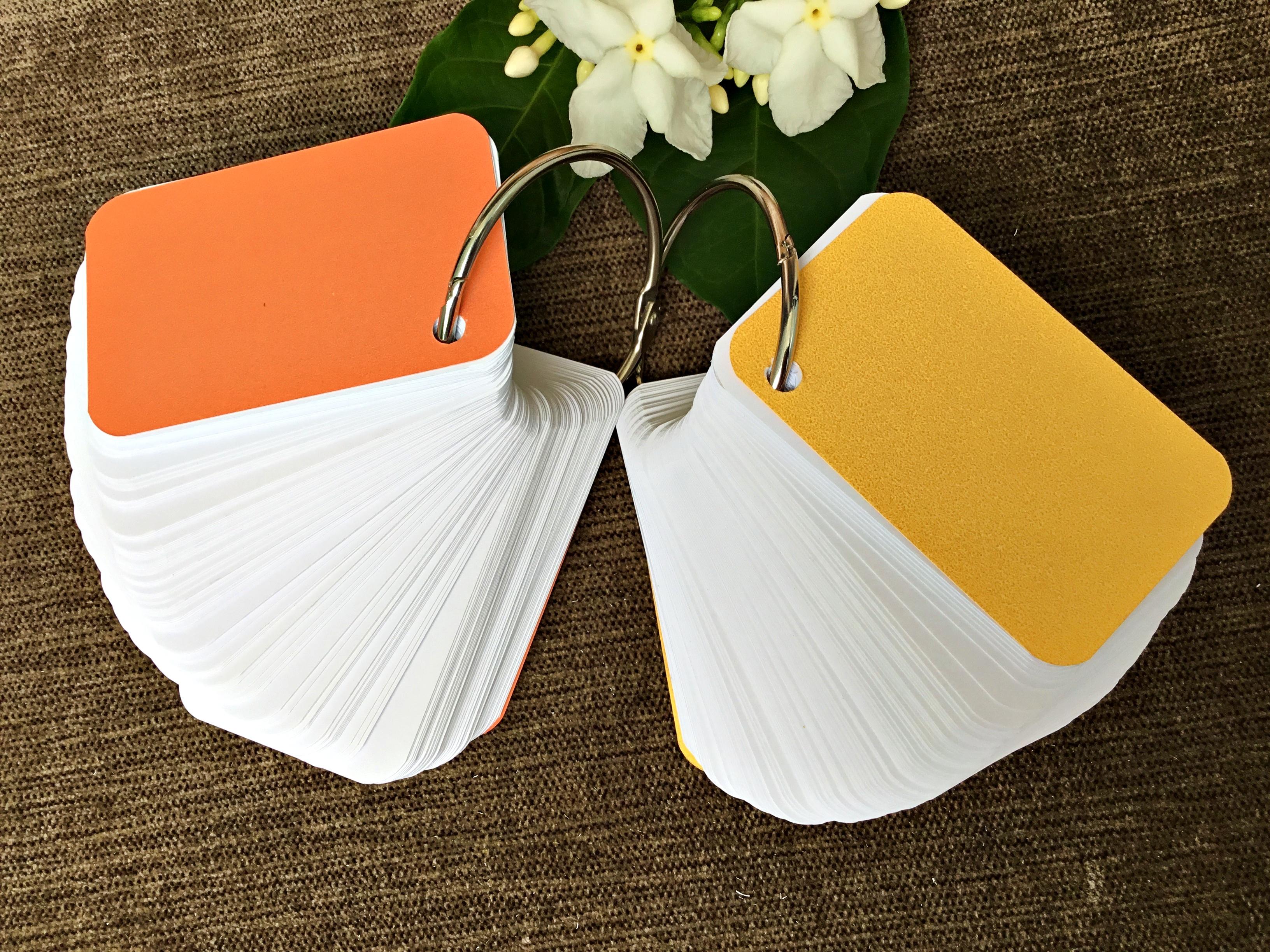 [HCM]500 Thẻ Flashcard trắng siêu dày -bo góc-  kèm khoen  tặng bìa cứng 3D -thẻ học ngoại ngữ cao cấp