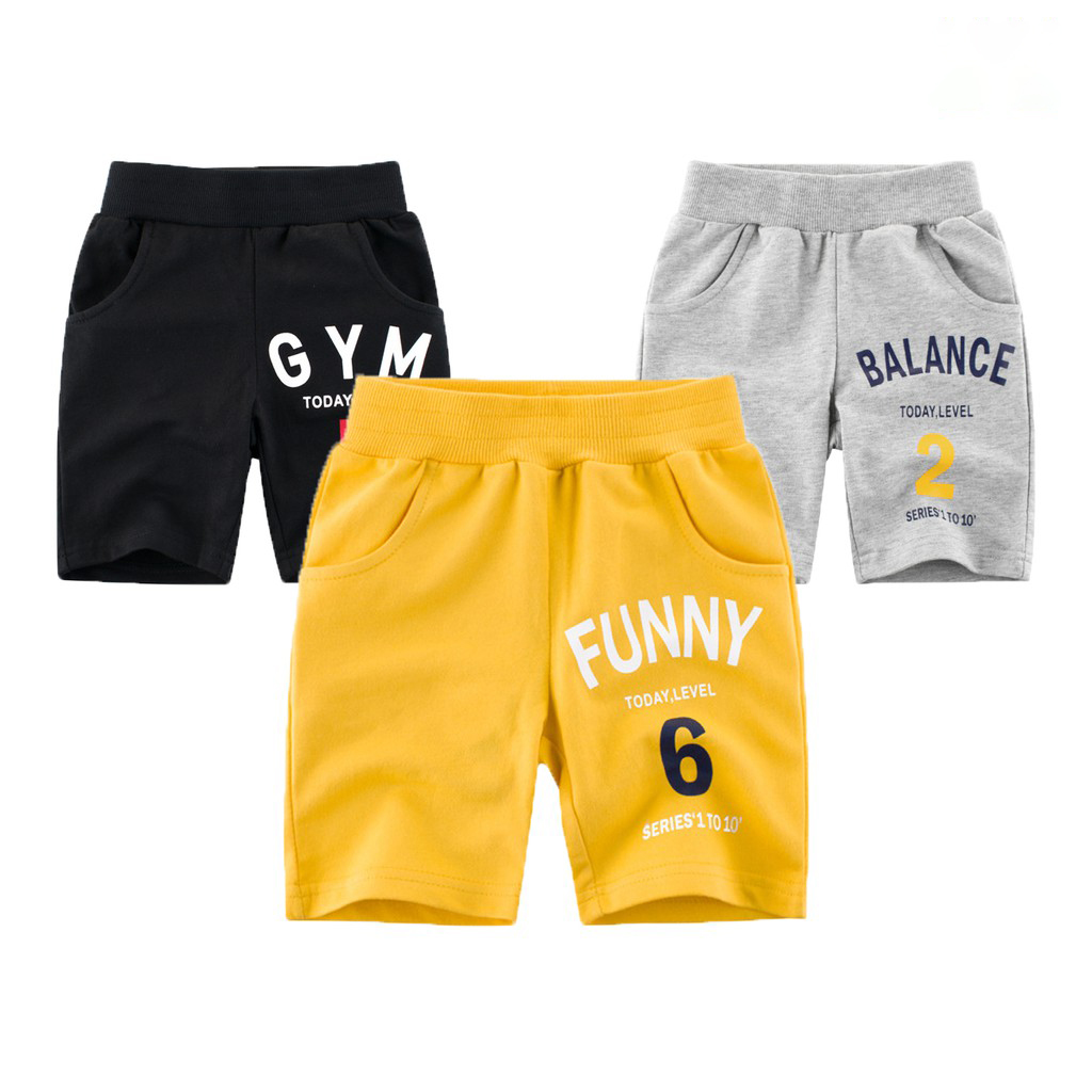 [HCM]Quần short bé trai TrueKids quần thun cotton có túi in số hàng xuất khẩu