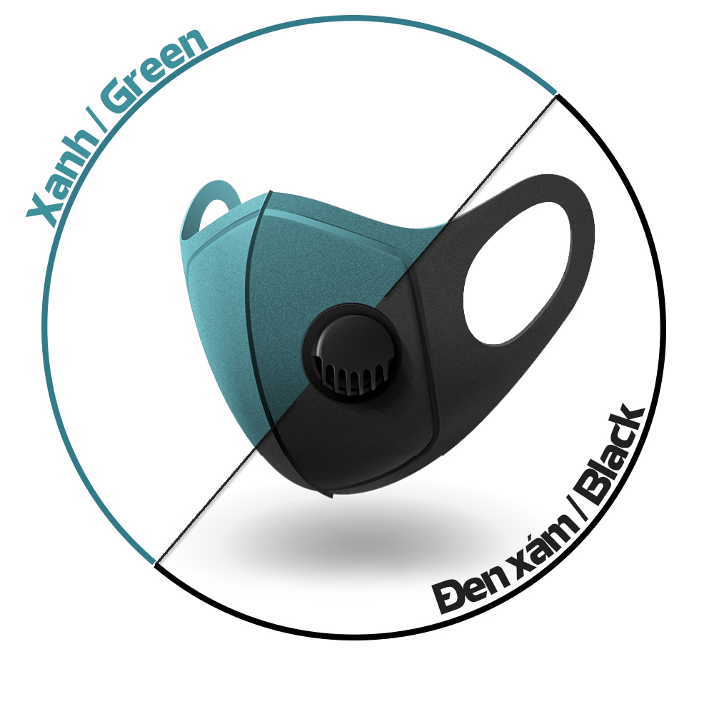 Khẩu trang chống bụi có van thở thoáng khí, mềm mịn, thời trang (màu đen)