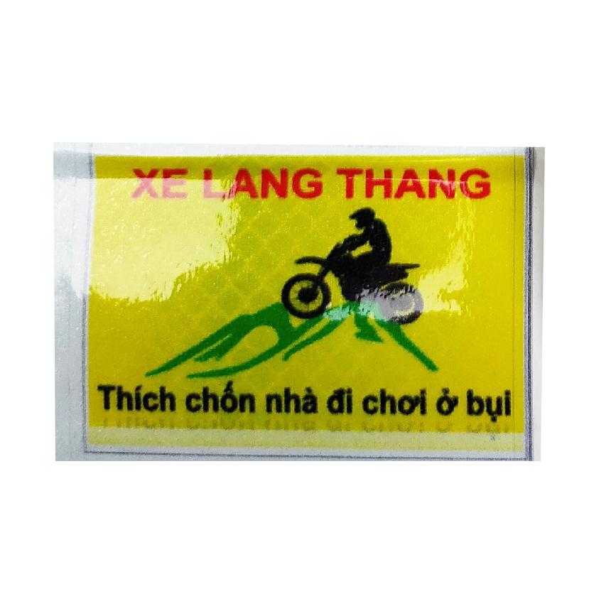 Tem dán xe máy XE LANG THANG dán đuôi xe máy, dán xe máy, dán nón bảo hiểm cho phượt thủ có phản quang