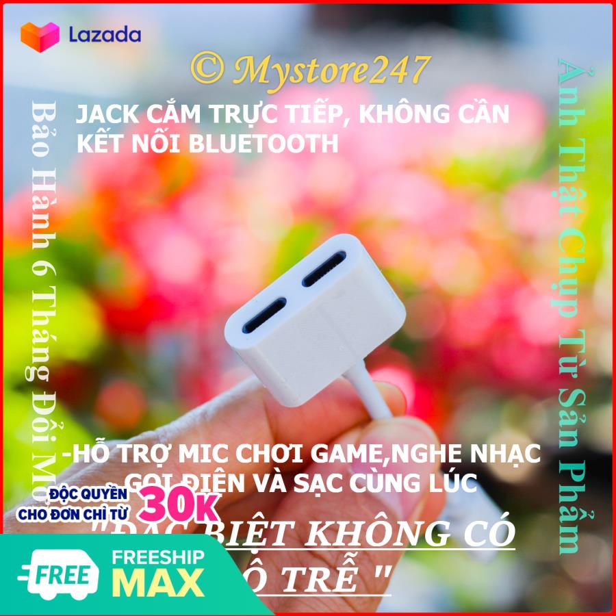 CÓ MIC NGHE GỌI, CHƠI GAME Jack Chuyển Đổi dành cho Ip 2 Đầu Ra Tai Nghe Và Sạc Lingting Dùng Cho Các Máy Iphone 7/8, X/XS tới 11/11Pro Max, Bảo Hành 6 Tháng. Mystore247 Bh 12Tháng