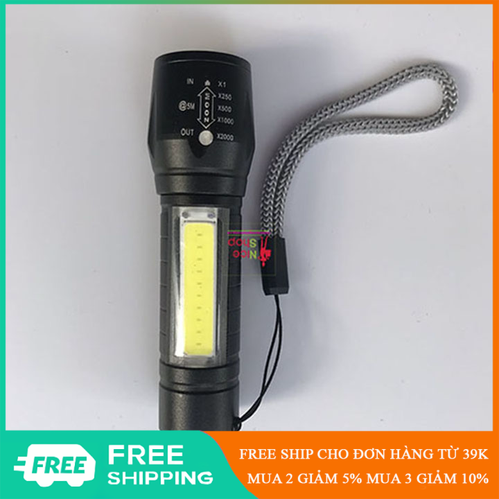 Đèn pin nhật bản đèn pin mini đa năng bóng q5l siêu sáng có đèn trên thân - GD0655