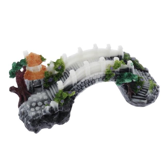 Ngọn núi giả sơn tiểu cảnh cho bể cá mini - mô hình cầu trang trí kích thước 18*8*7cm