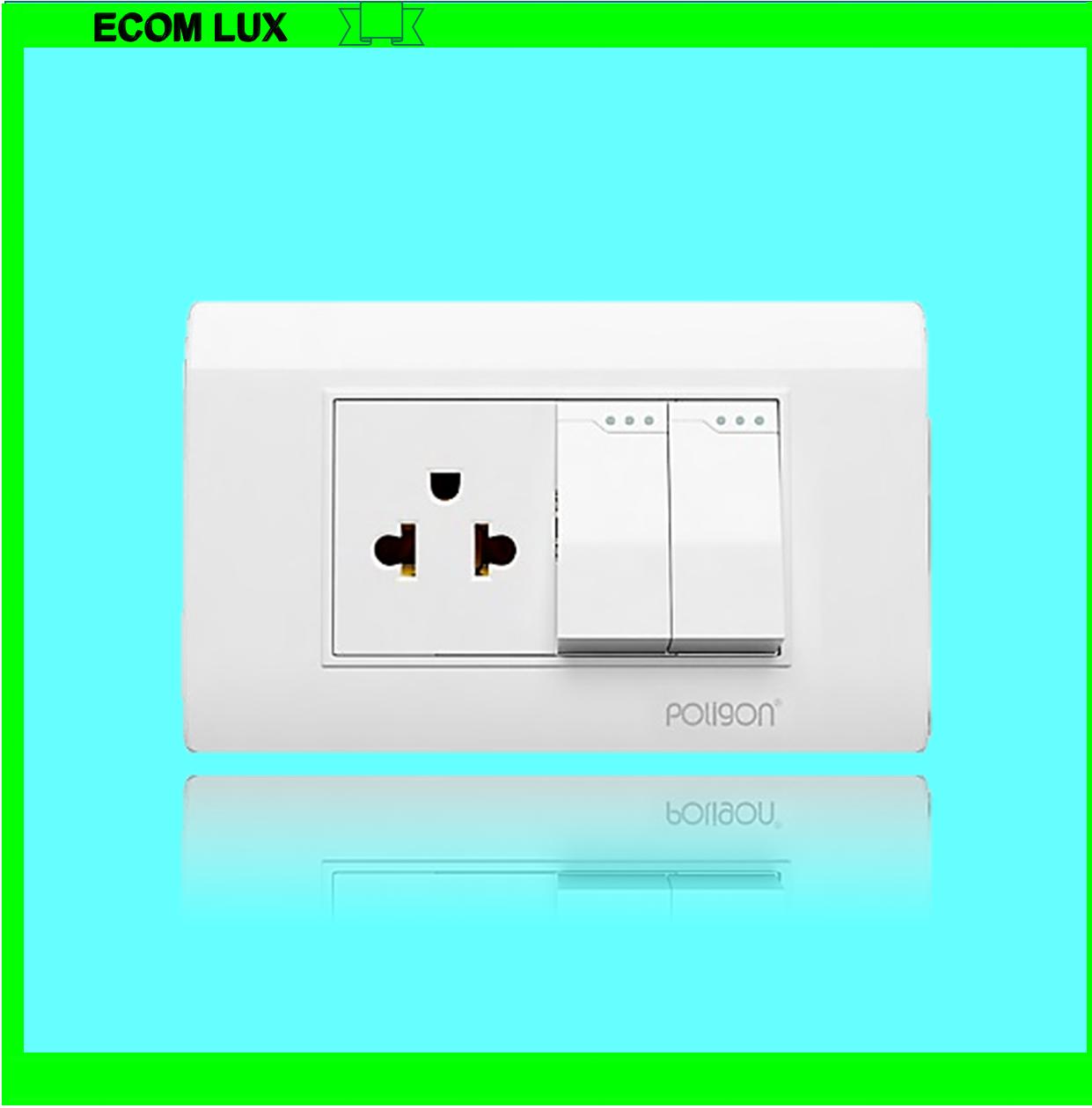 Ổ cắm 3 chân kèm 2 công tắc