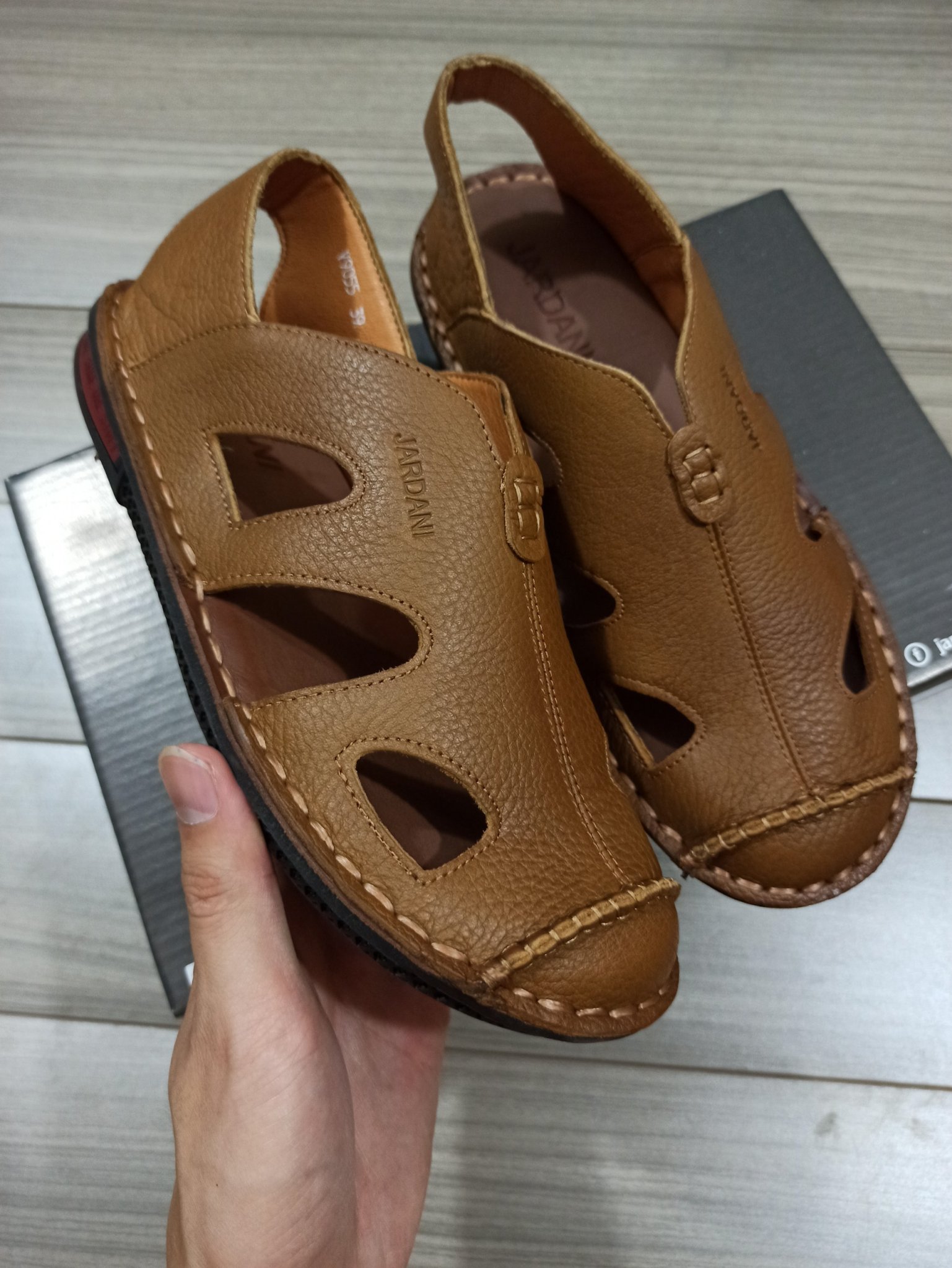 Giày rọ nam da bò màu vàng - bảo hành 24 tháng