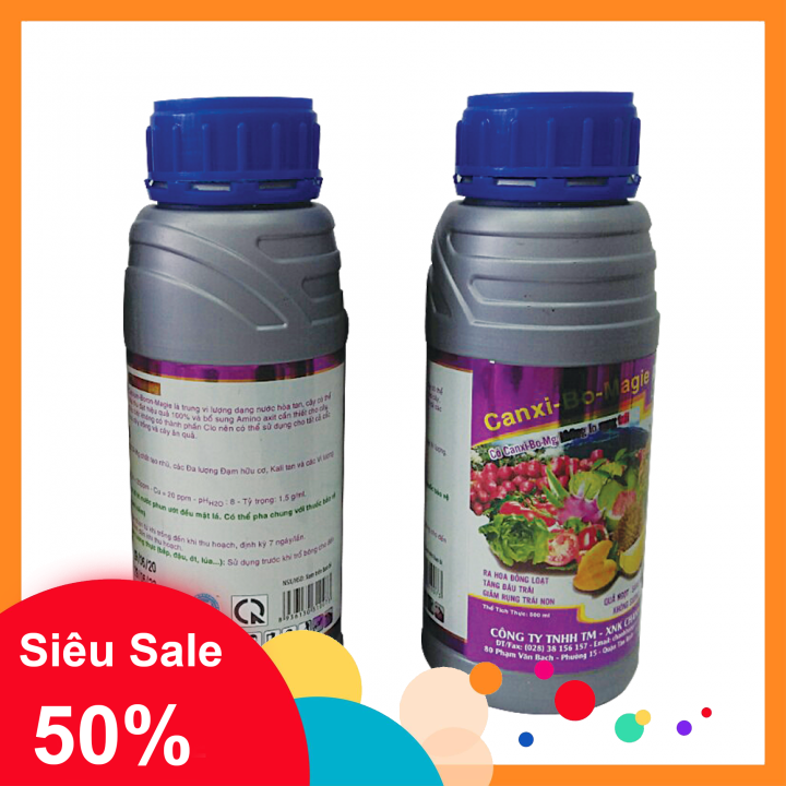 [HCM]Phân bón Canxi Bo Magiê (Combo 2 chai mỗi chai 500ml đậm đặc) CanxiBo Magiê phân hóa mầm hoa ra hoa đồng loạt dưỡng hoa tăng tỷ lệ đậu trái. Giảm thiểu rụng trái non. Chống sượng ngọt trái màu vỏ đẹp mượt sáng da.