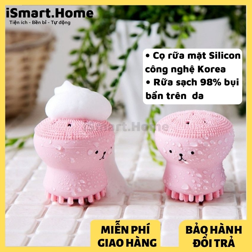 Cọ rửa mặt Silicon cao cấp Bạch tuột - Làm sạch sâu da mặt, loại bỏ bụi bẩn 98% - Mút rửa mặt iSmart.Home CRM-05