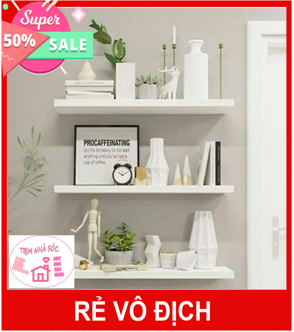 [TẶNG PHỤ KIỆN]COMBO 3 thanh ngang kệ gỗ treo tường Rộng 60cm x sâu 15cm
