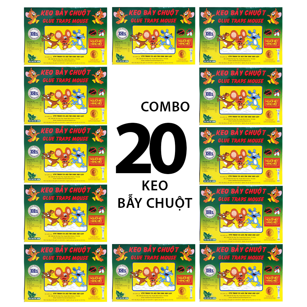 Combo 20 tấm keo dính chuột siêu dính có mồi nhử không độc hại bẫy được 3-4 lần keo không bị khô không mùi hóa chất