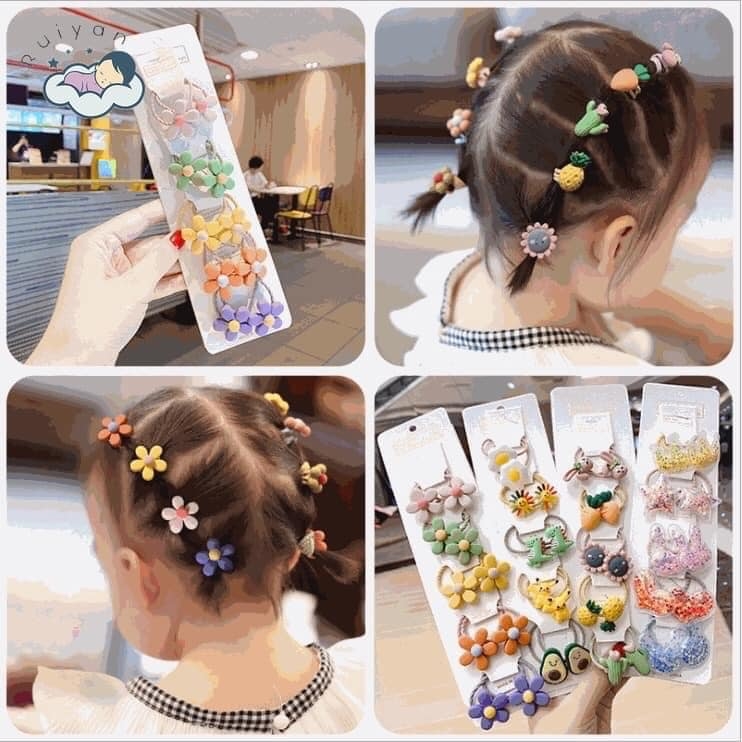 Set 10 dây cột tóc cho bé siêu cute mẫu ngẫu nhiên