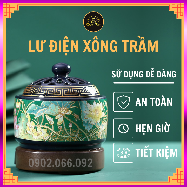 Lư xông trầm, lư đốt trầm điện có hẹn giờ chỉnh nhiệt gốm sứ cao cấp chịu nhiệt