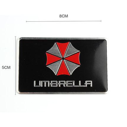 Tem nhôm dán xe Umbrella chữ nhật đen 8x5cm
