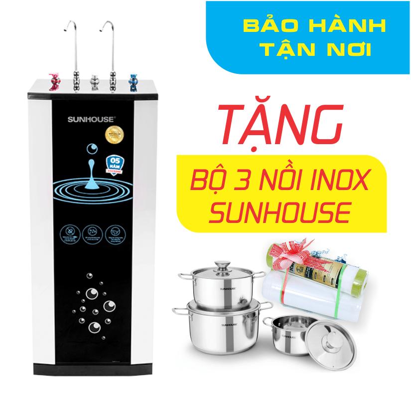 [ Bảo Hành Tận Nhà ] Máy lọc nước RO nóng lạnh Sunhouse SHR76210CK 10 lõi + Tặng Bộ 3 Nồi Inox Sunhouse