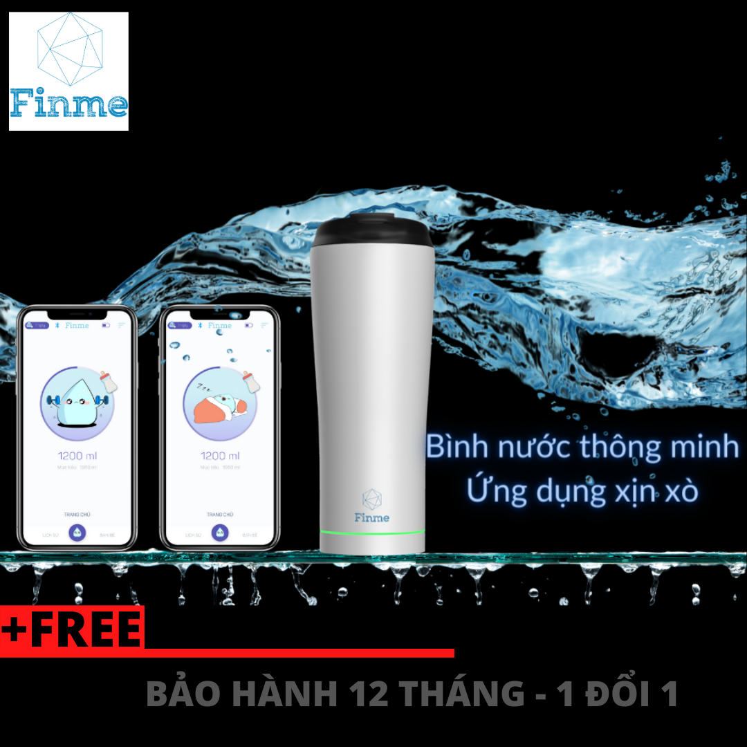Bình nước thông minh finme - bình giữ nhiệt thông minh cho người lười uống nước - bình giữ nhiệt bảo vệ sức khoẻ bạn