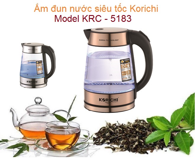 Siêu Tốc Thủy Tinh Korichi- Dung Tích 1,8L- Công Suất 2000W- Bảo hành 12 tháng
