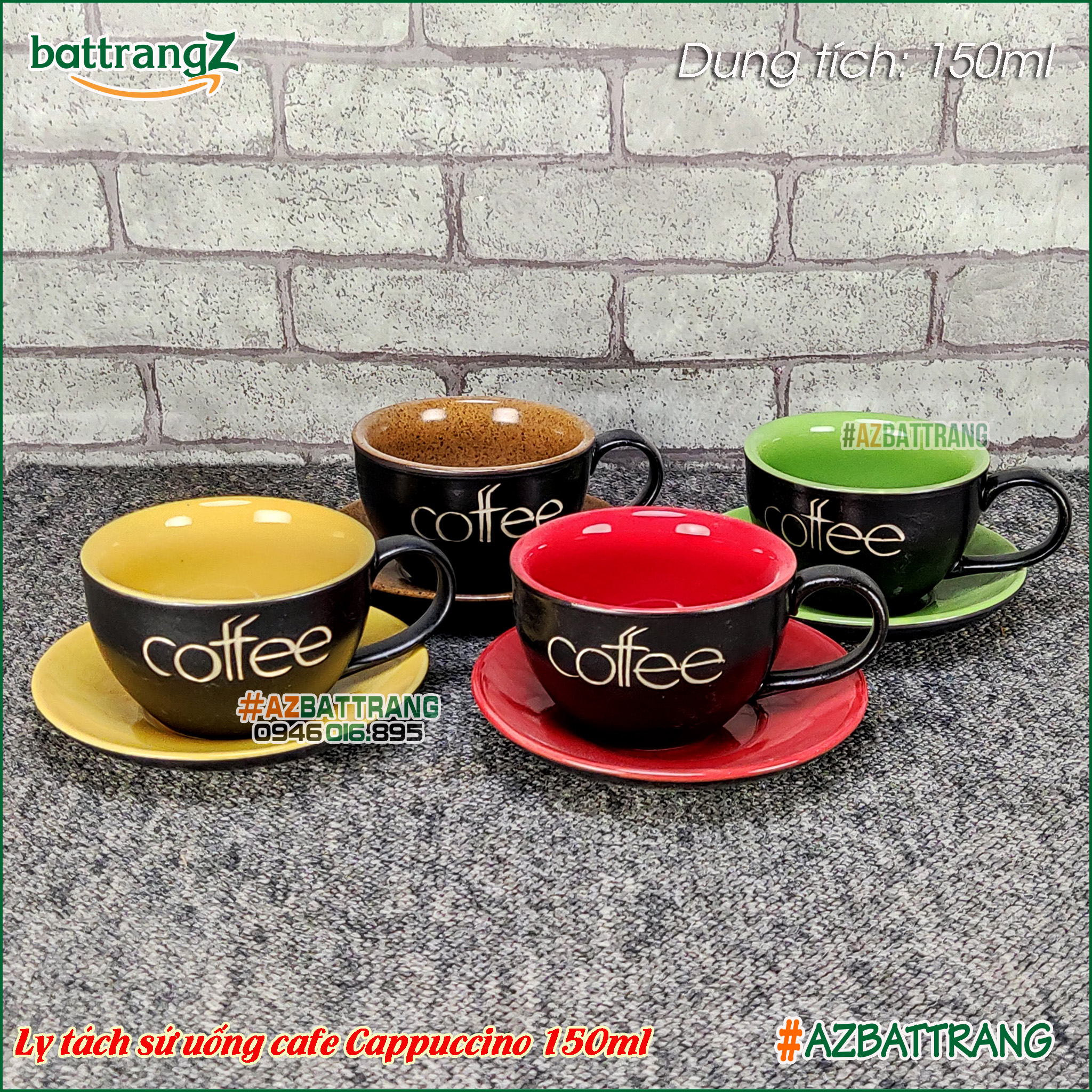 [CHÍNH HÃNG] Ly tách sứ uống cafe Cappuccino men gốm Bát Tràng 150ml
