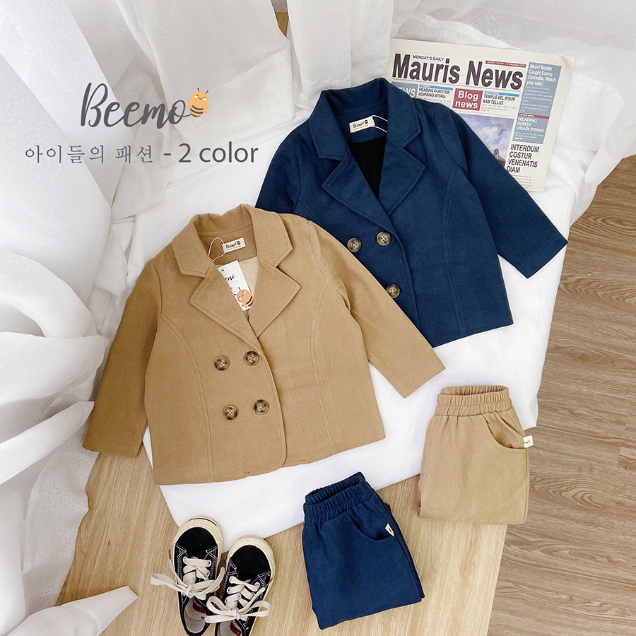 Set vest 4 khuy chất liệu nhung chéo Hàn có lớp lót cho bé trai size từ 80-130