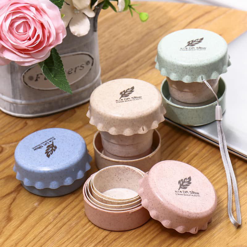 Cốc uống nước, trà, cafe gập gọn bằng lúa mạch (giao màu ngẫu nhiên)