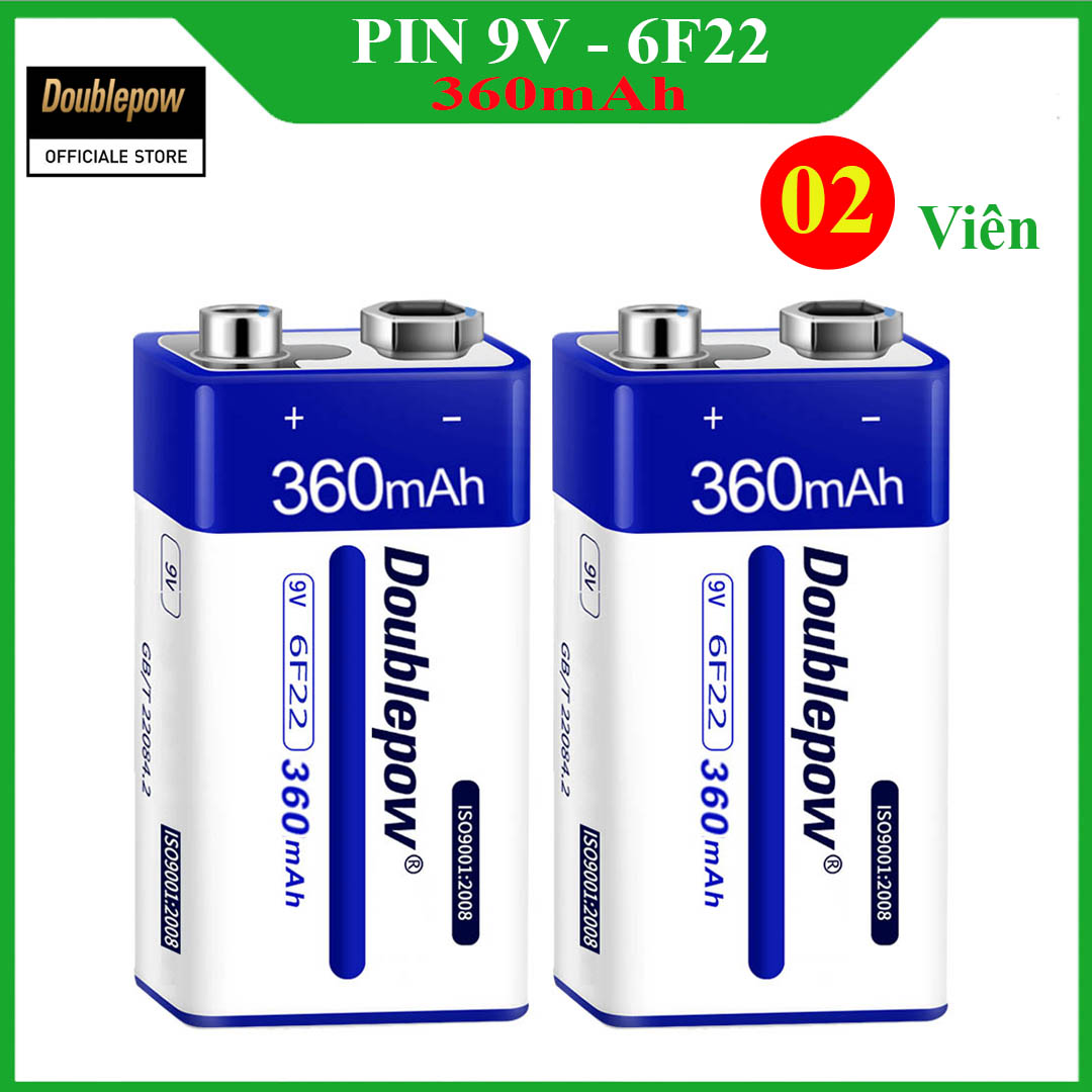 Pin sạc 9v 360mah doublepow - pin chính hãng