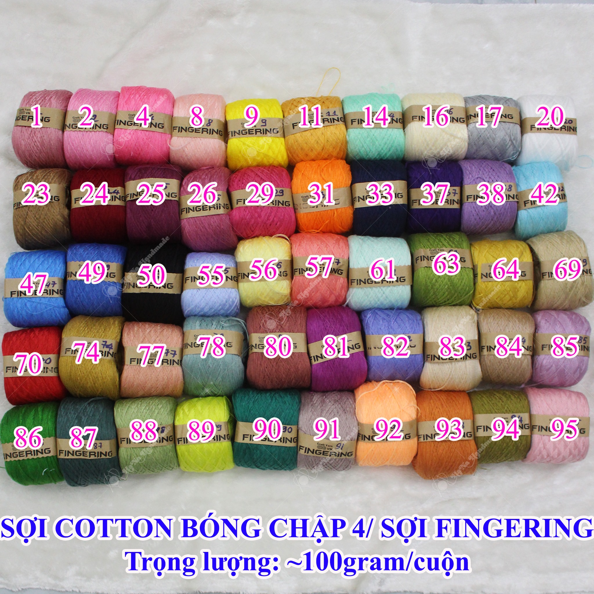 Cotton bóng chập 4/ sợi fingering 17k/cuộn