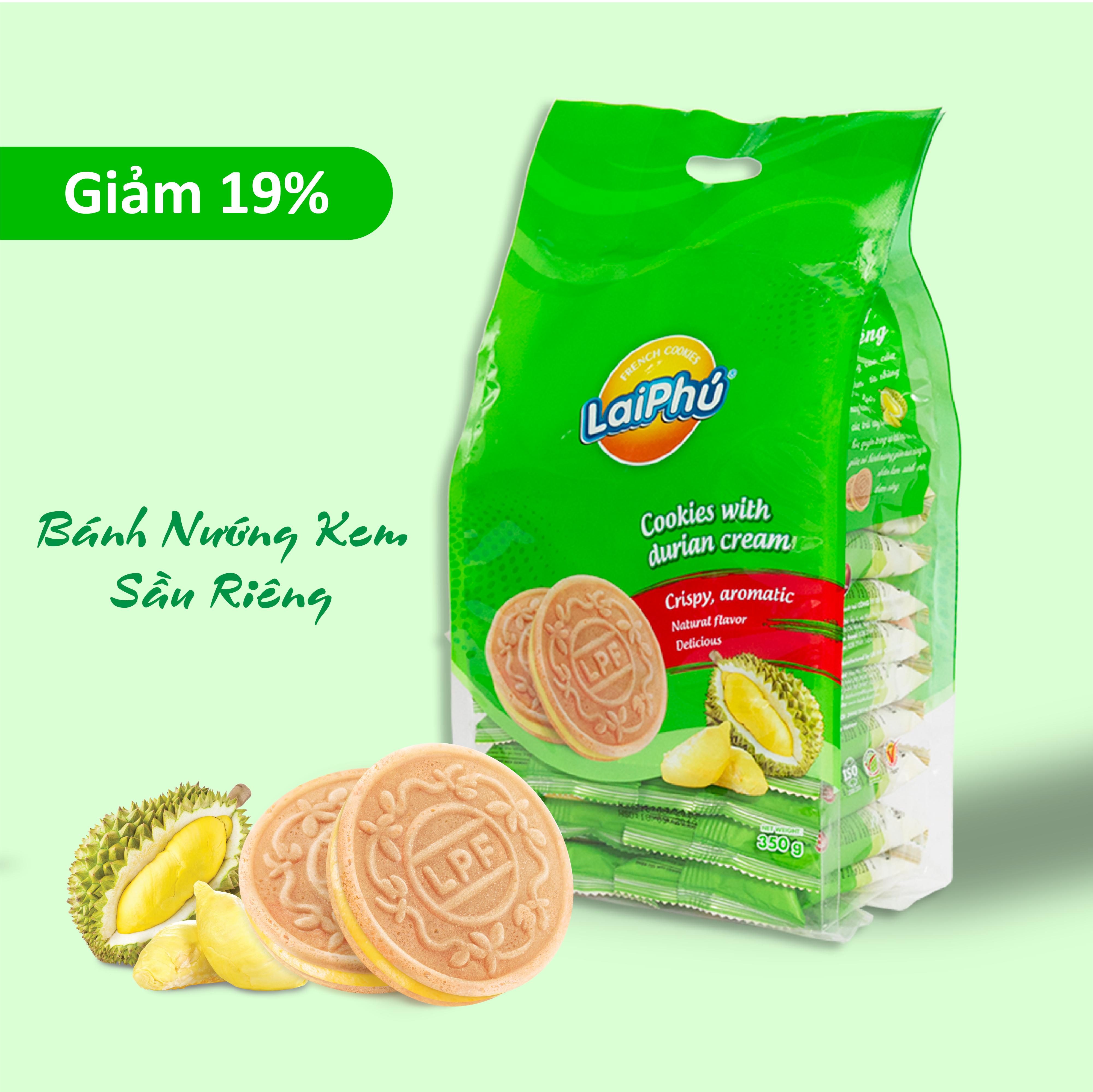 Bánh Nướng Kem French Cookies Lai Phú Vị Sầu riêng Gói 350g