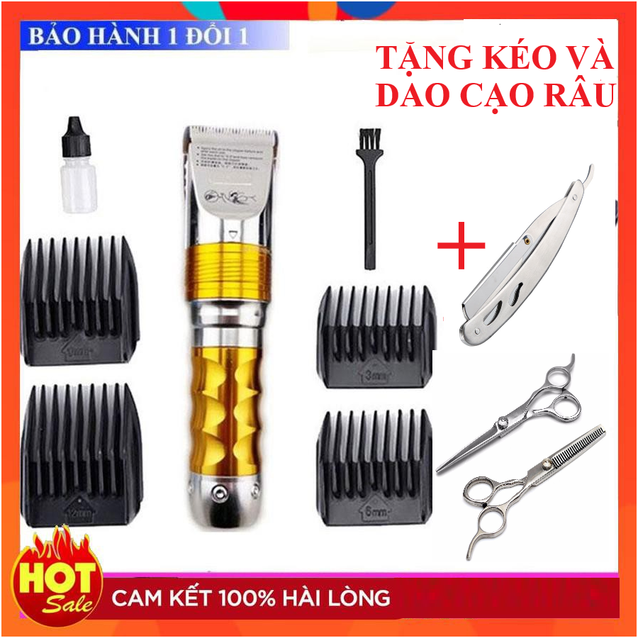 Tăng Đơ Cắt Tóc Cao Cấp HUAERBO F10 TẶNG Bộ Kéo Cắt Tỉa Và Dao Cạo Râu -Tông Đơ Cắt Tóc Pin Trâu