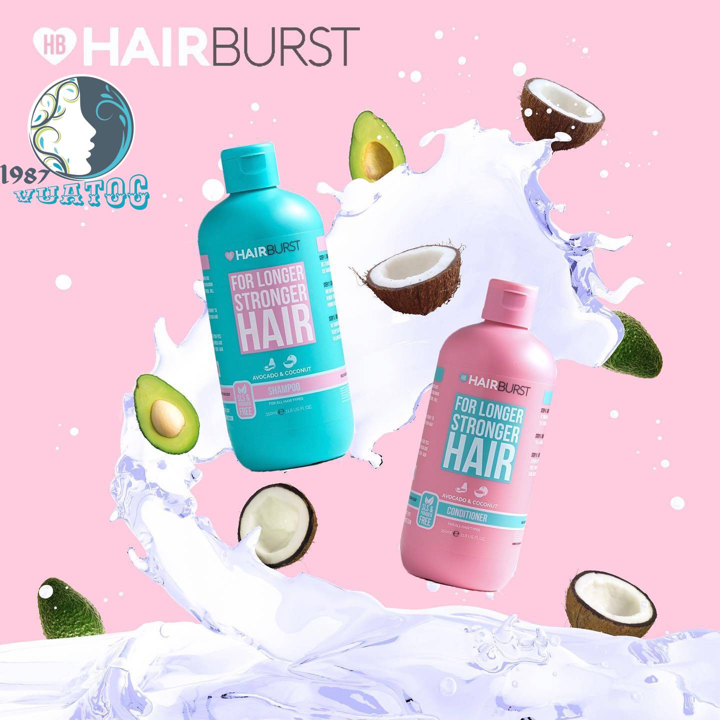 Bộ gội xả Hairburst kích thích mọc tóc nhanh và nuôi dưỡng tóc khỏe - 700ml/2 chai