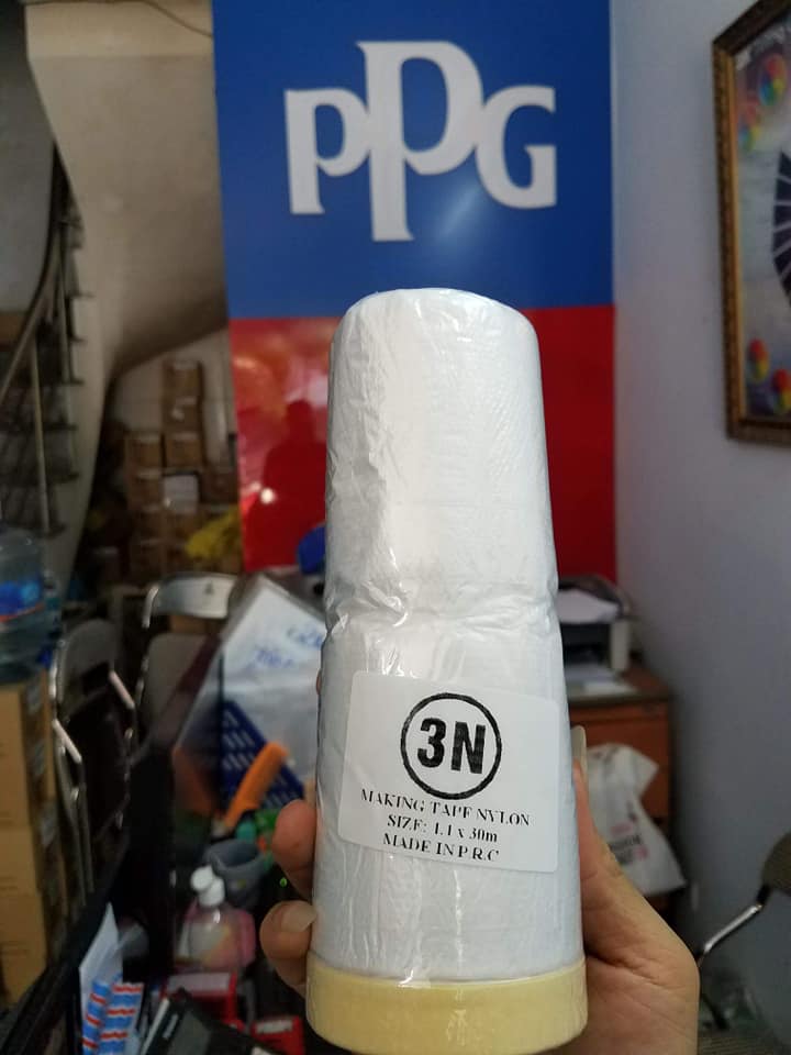 5 cuộn nylon , màn che sơn, màng che sơn có băng keo 1 mặt rộng 110cm dài 30 mét, màng bọc nilong che chắn nhà cửa, che công trình sơn SONQUANGPHU422
