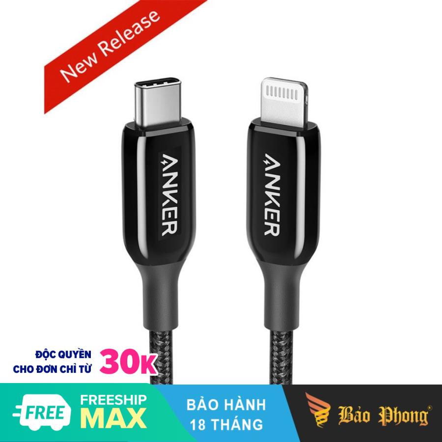 Dây cáp pd anker a8843 powerline iii + usb c to lighting dài 1.8m