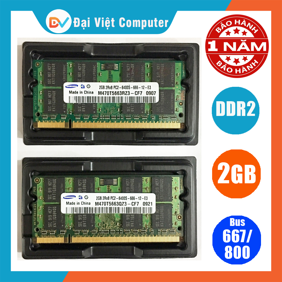 Ram Laptop DDR2 2GB bus 667/800 PC2-5300S/800s( nhiều hãng) Hynix/Samsung/kingston/micron/crucial/navia - LTR2 2GB