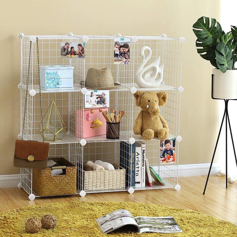 Tủ kệ 10 ô lắp ghép làm tủ sách, tủ quần áo thông minh tiện lợi bằng sắt loại 1 kèm chốt nhựa ABS siêu bền giá chỉ 750K [Kệ 10 Ô]