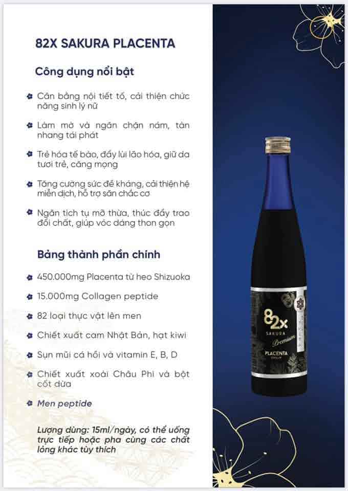 Nước uống 82X Placenta Sakura 2020