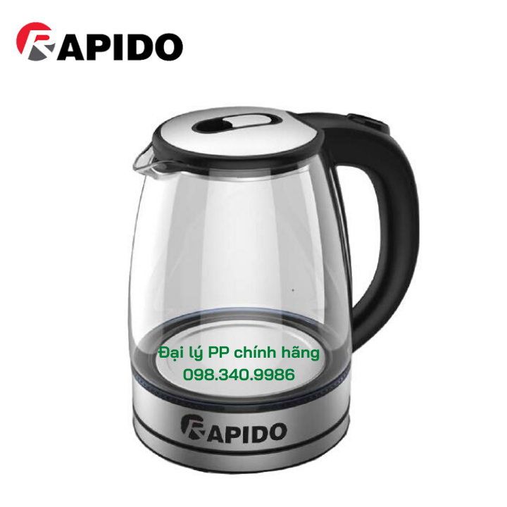 Bình siêu tốc thủy tinh rapido rk1818 chính hãng - am sieu toc rapido rk1818