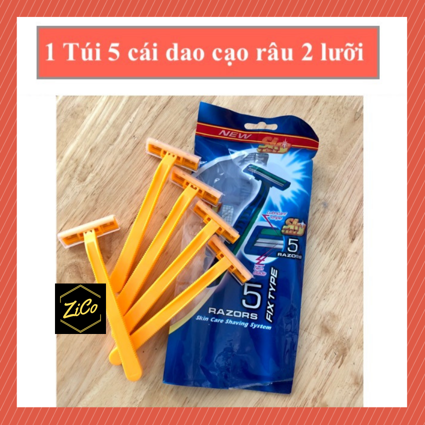 Túi 5 dao cạo râu 2 lưỡi cao cấp tiện dụng - giá tốt