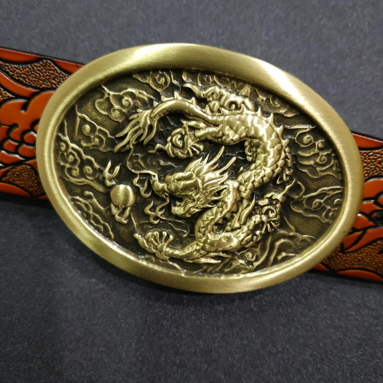 Mặt khóa thắt lưng Đồng Đúc hình rồng cuộn - MKCOPPER14