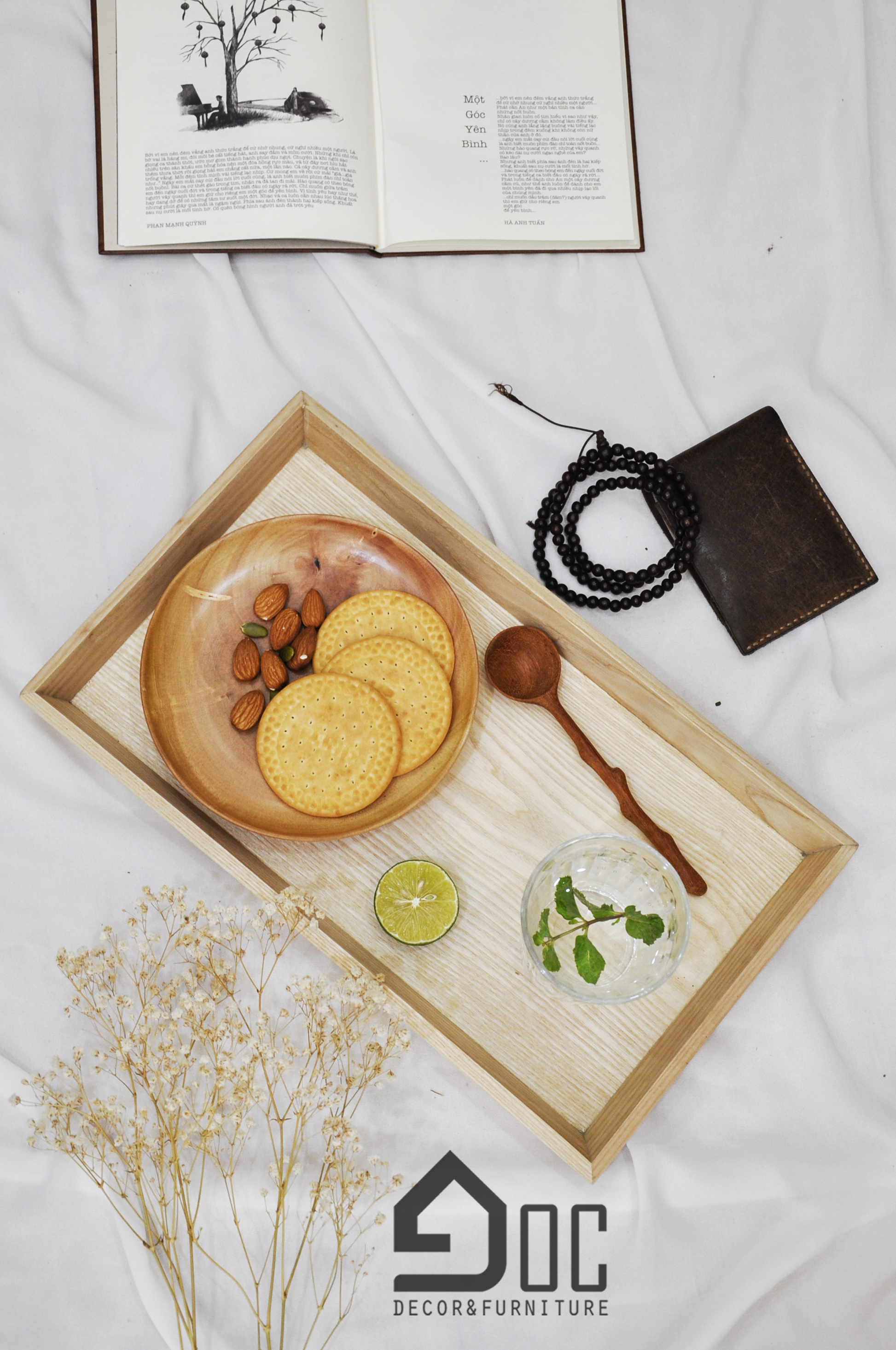 Khay gỗ tần bì hình chữ nhật