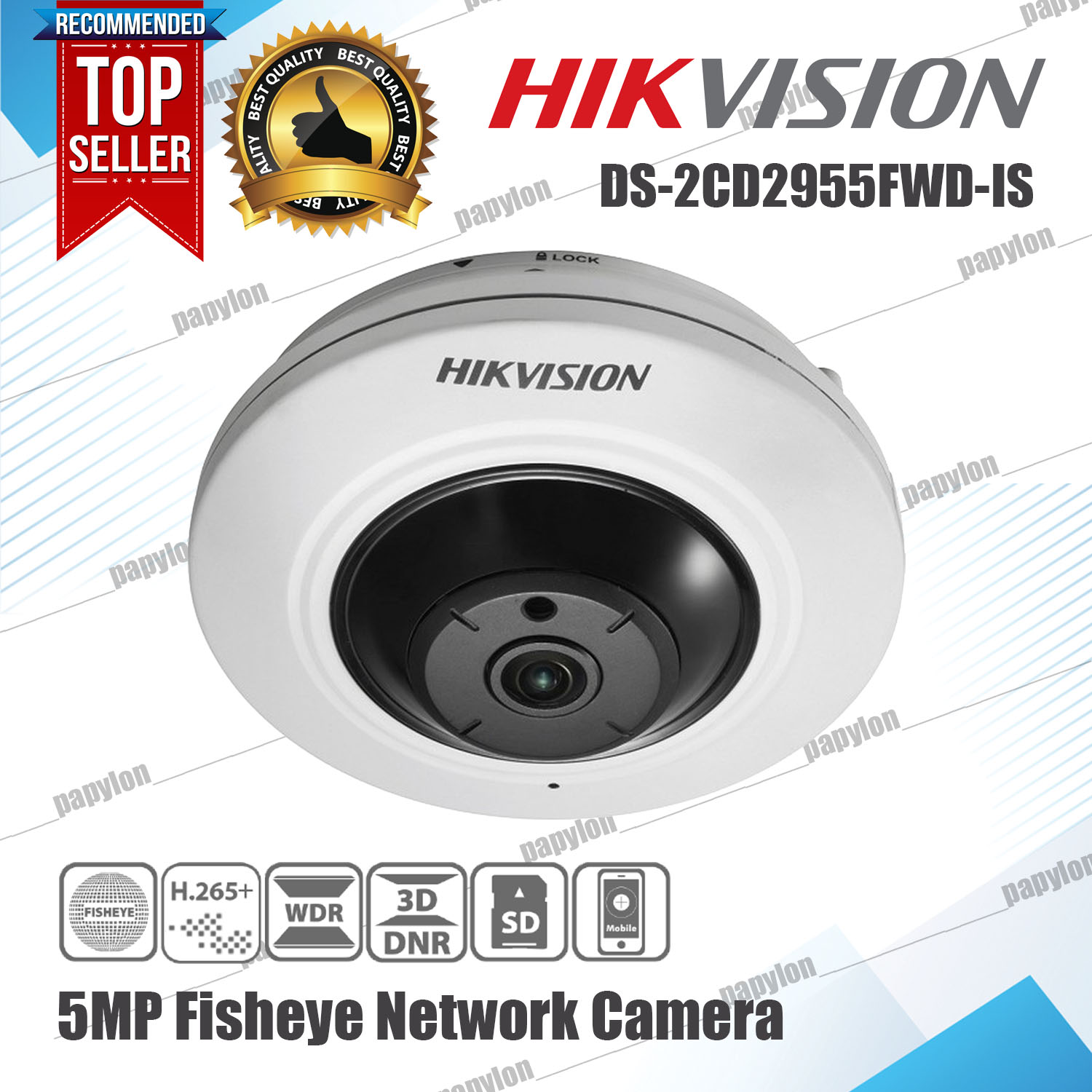 [HCM]Camera IP 5MP mắt cá DS-2CD2955FWD-IS độ phân giải 5MP2560×1920  25fps ống kính Cố định 1.05mm