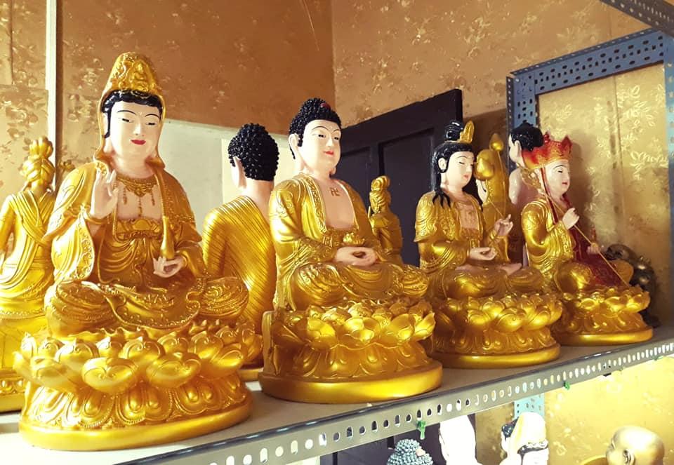 Bộ Tây phương tam thánh ngồi 50cm nhũ sen vàng