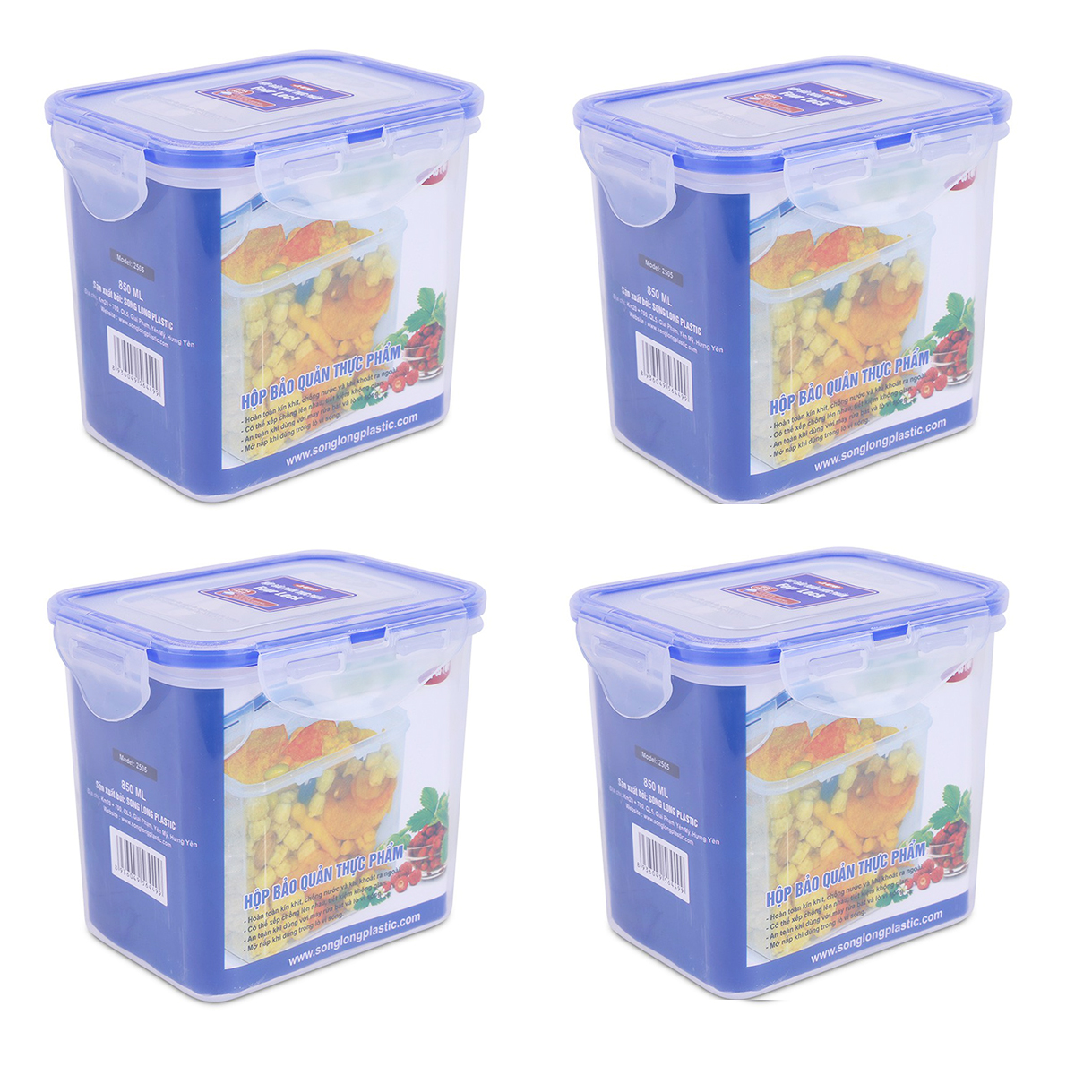 Combo 4 Hộp Thực Phẩm Có Khóa Song Long 2505