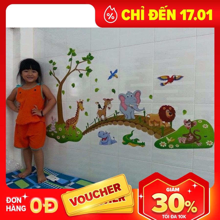 Decal dán tường hình thú qua cầu KT 18x 16m